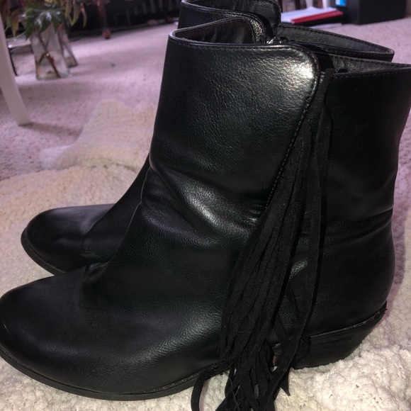 Wide width black fringe booties - Picture 3 of 4